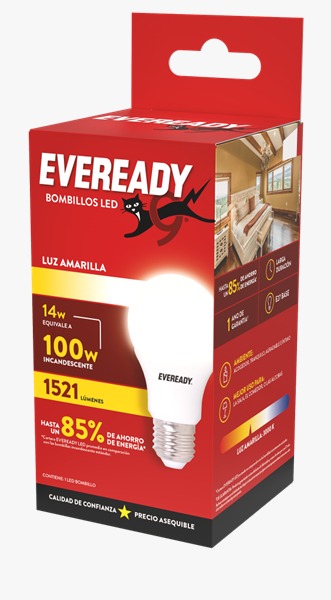 LAMPARA LED EVEREADY EV14A1521A-A 14W LUZ AMARILLA (copia)