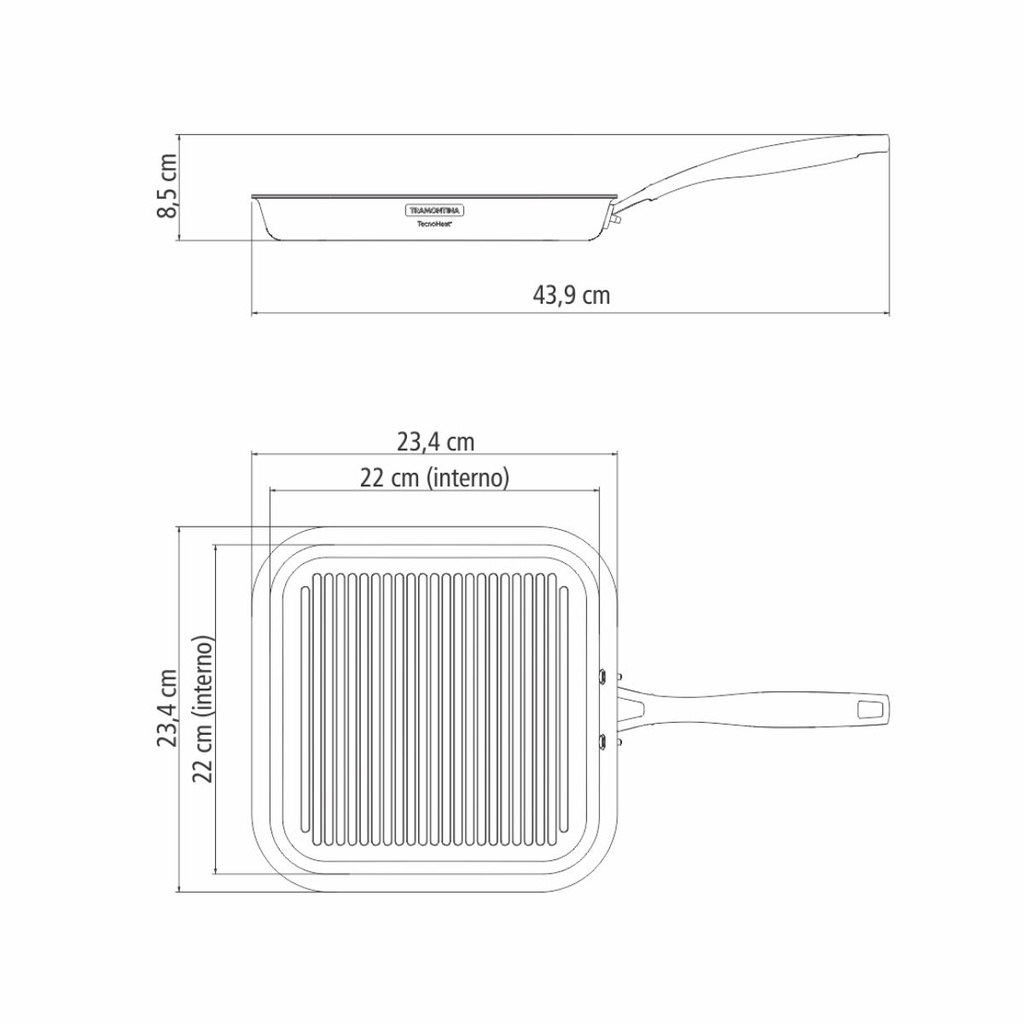 PLANCHA TRAMONTINA 62159/227 GRANO 22x22CM