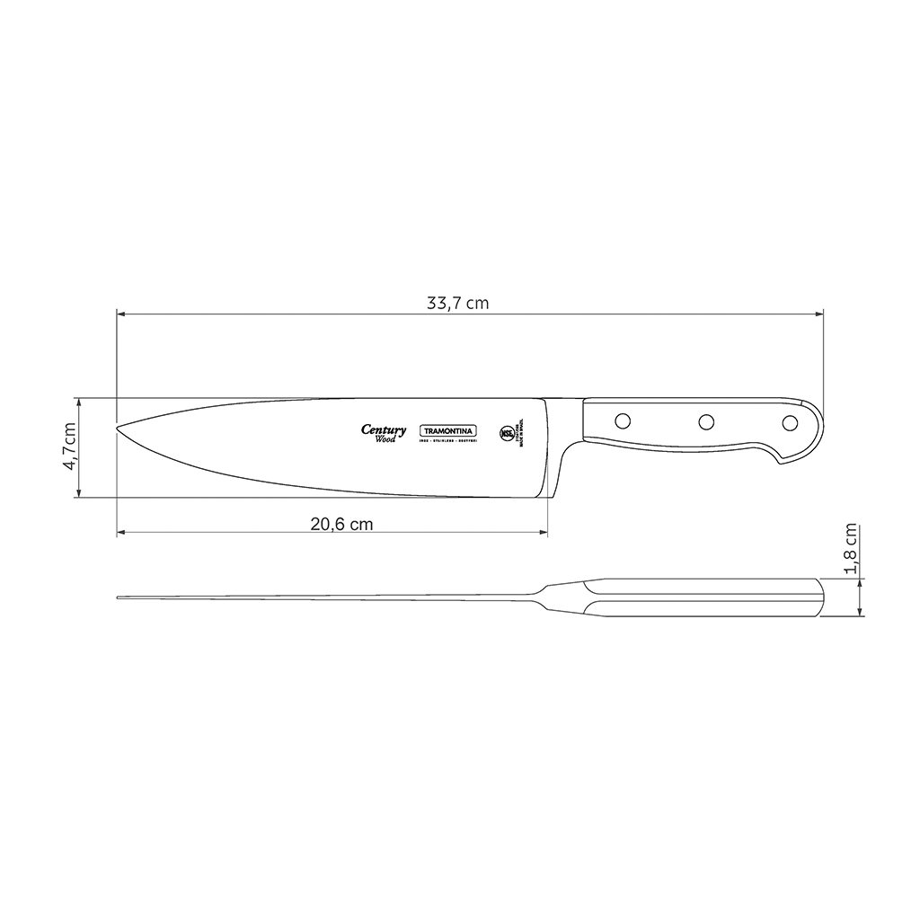 CUCHILLO COCINERO TRAMONTINA 21541/198 CENTURY WOOD