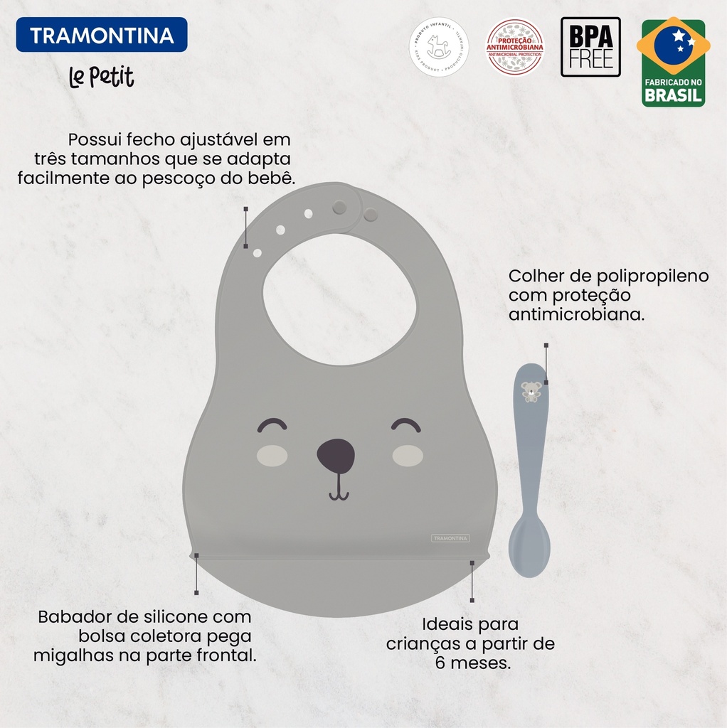 KIT BABERO + CUCHARA INFANTIL TRAMONTINA 23797/604 LE PETIT 2PZS