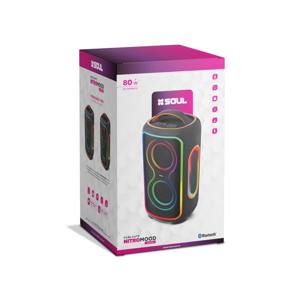 PARLANTE SOUL XM2750 NITRO MOOD 80W LED NEGRO