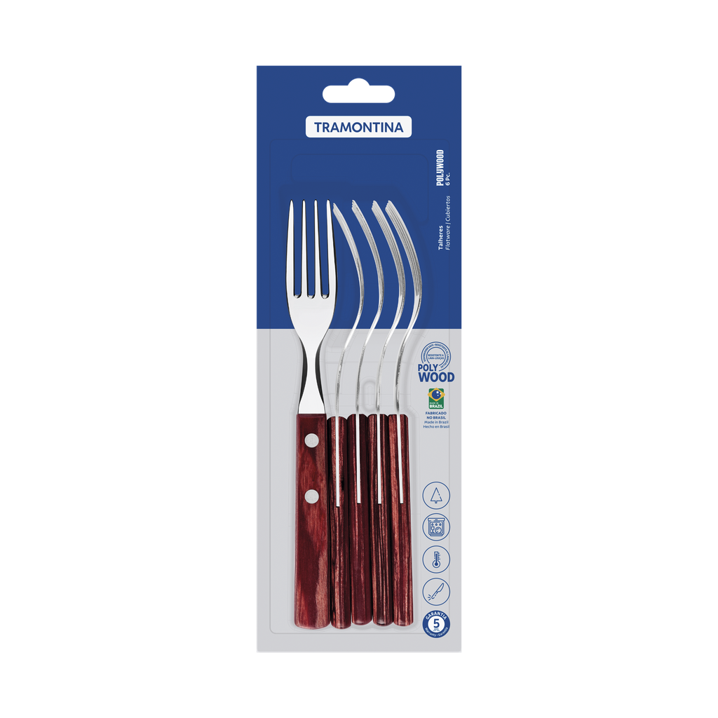 TENEDOR TRAMONTINA 21102/670 POLYWOOD 6 PZS