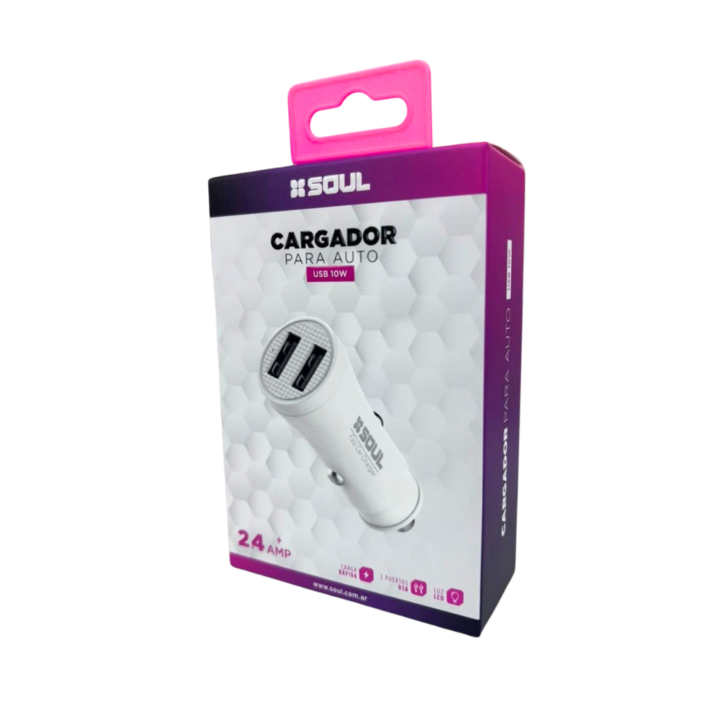 CARGADOR DE AUTO SOUL CA-DUSB10W DUAL USB 10W SIN CABLE
