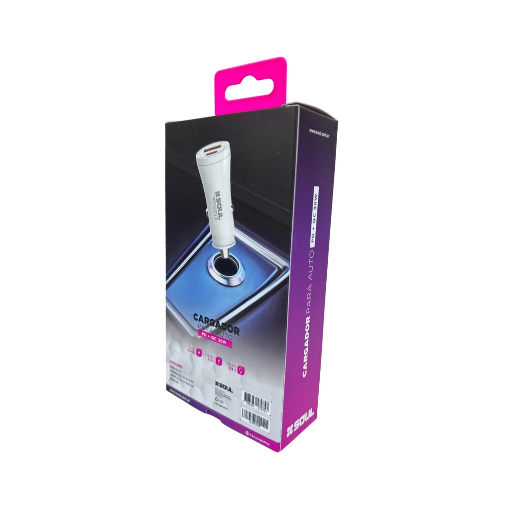CARGADOR DE AUTO SOUL CA-DPD38W 38W SIN CABLE