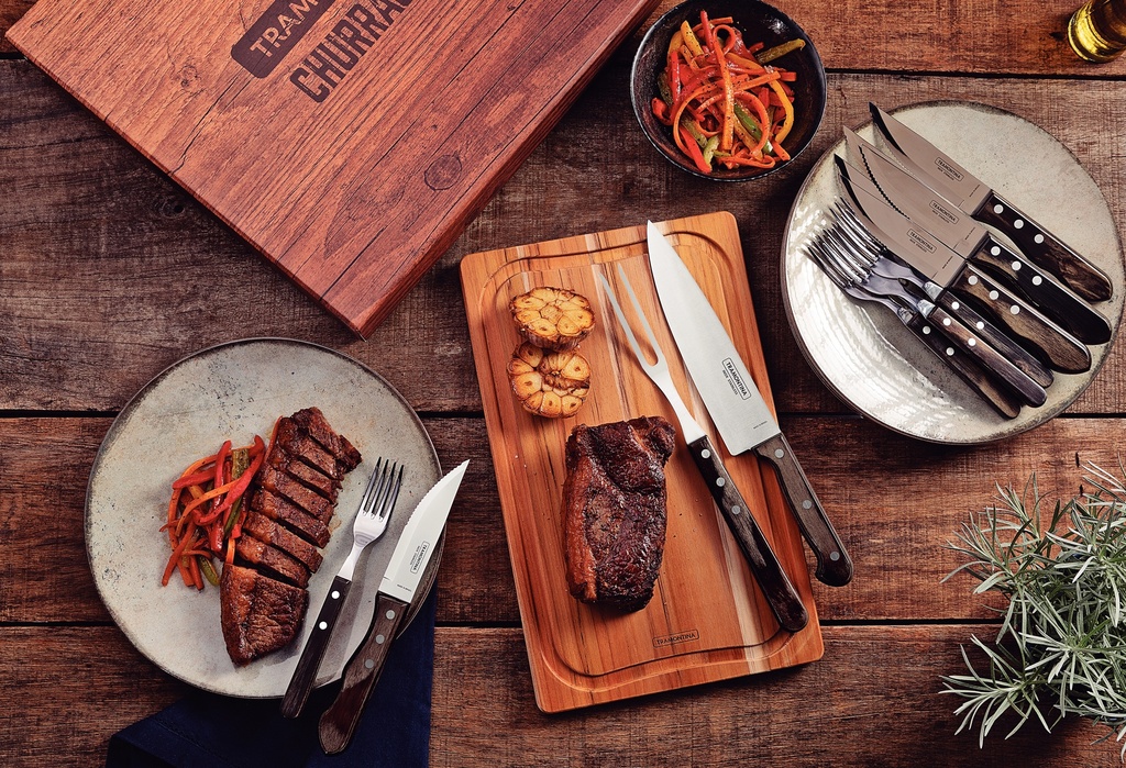 KIT P/ASADO TRAMONTINA 21198/970 CHURRASCO 15 PZS