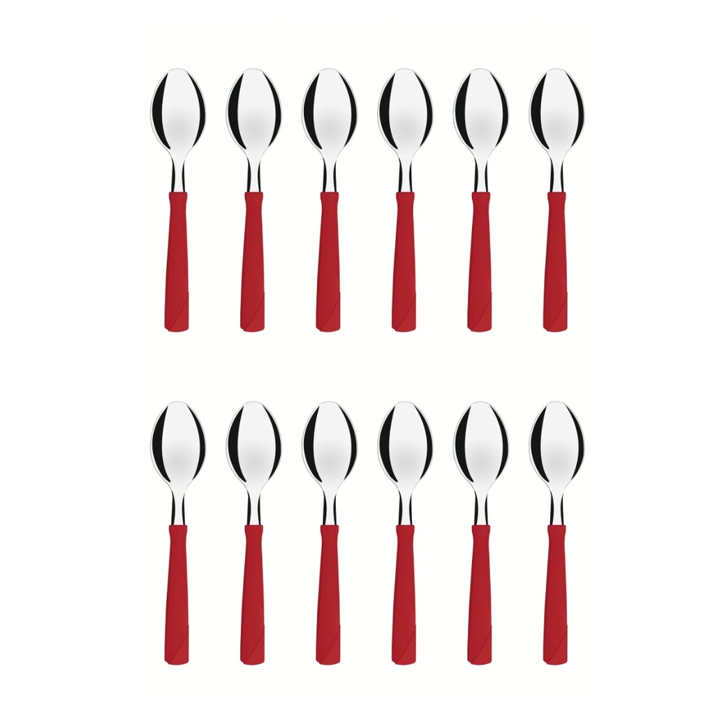 CUCHARAS DE MESA TRAMONTINA 23163/970 NEW KOLOR 12 PZS ROJO