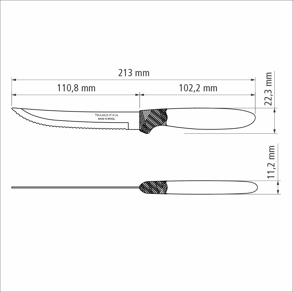 CUCHILLOS P/ASADO TRAMONTINA 23360/385 IPANEMA 3PZS BLANCO