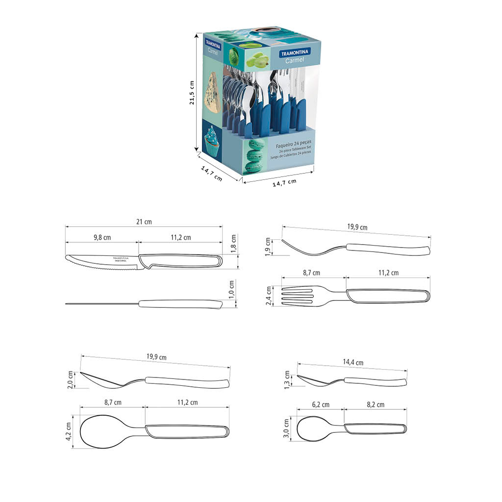 JUEGO DE CUBIERTOS TRAMONTINA 23499/024 CARMEL AZUL 24 PZS