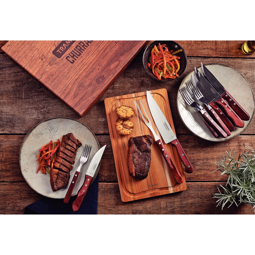 JUEGO P/ASADO TRAMONTINA 21198/770 POLYWOOD 15PZS