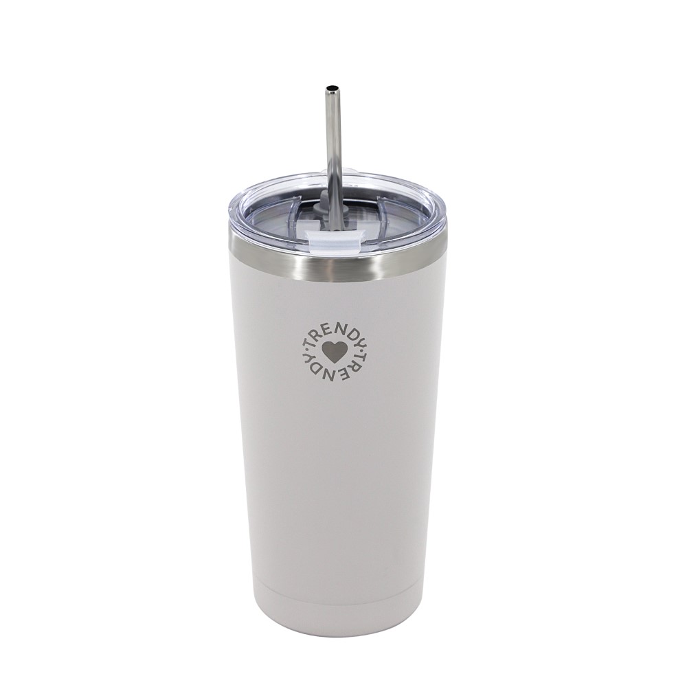 VASO TERMICO TRENDY 18484 600ML BLANCO CON SORBETE DE ACERO
