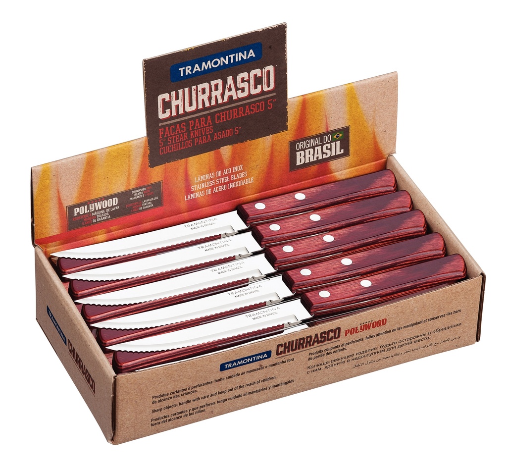 CUCHILLO P/ASADO TRAMONTINA 21199/764 POLYWOOD 60PZS ROJO