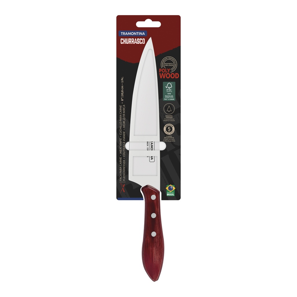 CUCHILLO PARA CARNE TRAMONTINA 21189/178  POLYWOOD ROJO 8"