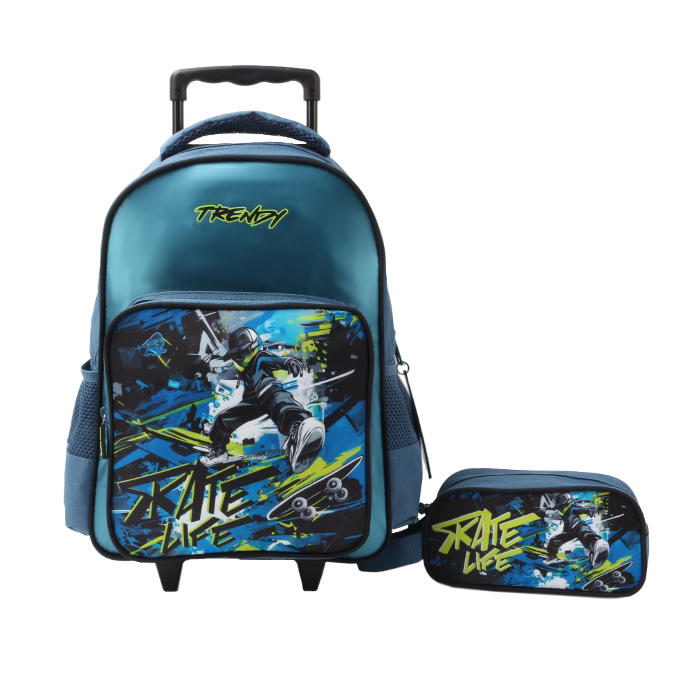 MOCHILA CARRO TRENDY 28776 15" C/CARTUCHERA SKATE