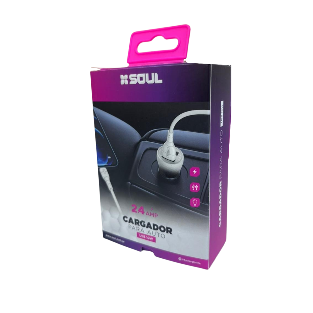 CARGADOR DE AUTO SOUL CA-DUSB10WT DUAL USB 10W TIPO C
