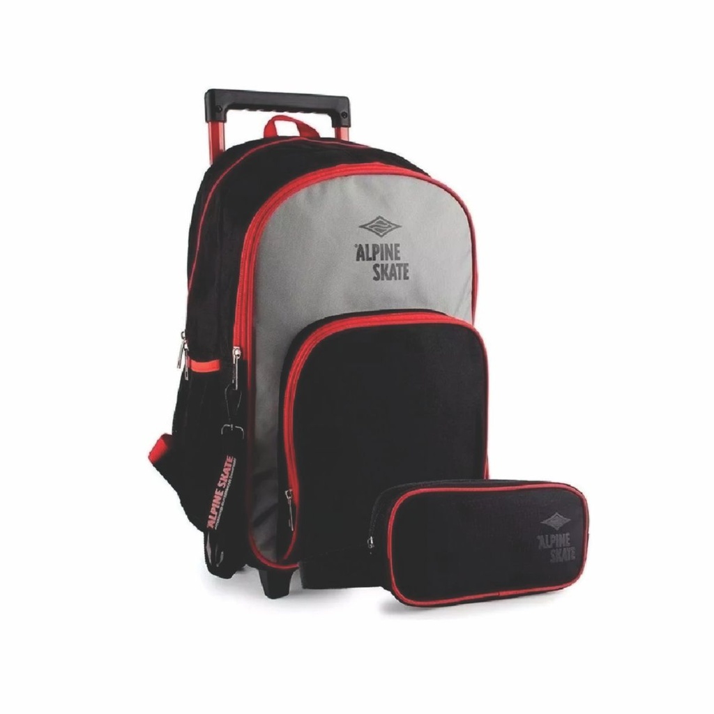 MOCHILA ALPINE SKATE 27350 NEGRO/ROJO C/CARTUCHERA