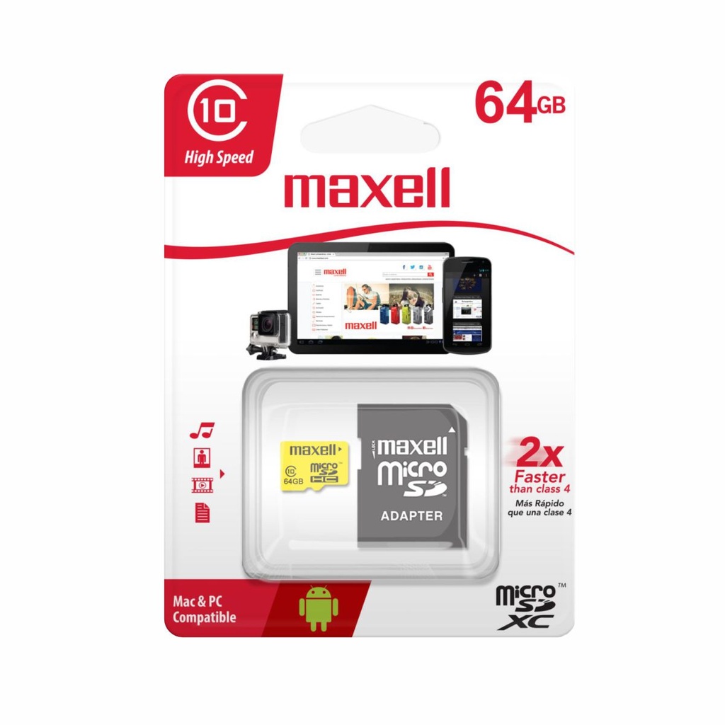 MICRO SD MAXELL MCSD-64CL10 C/ADAPTADOR