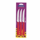 CUCHILLO P/ASADO TRAMONTINA 23160/374 NEW KOLOR 3PZS ROJO