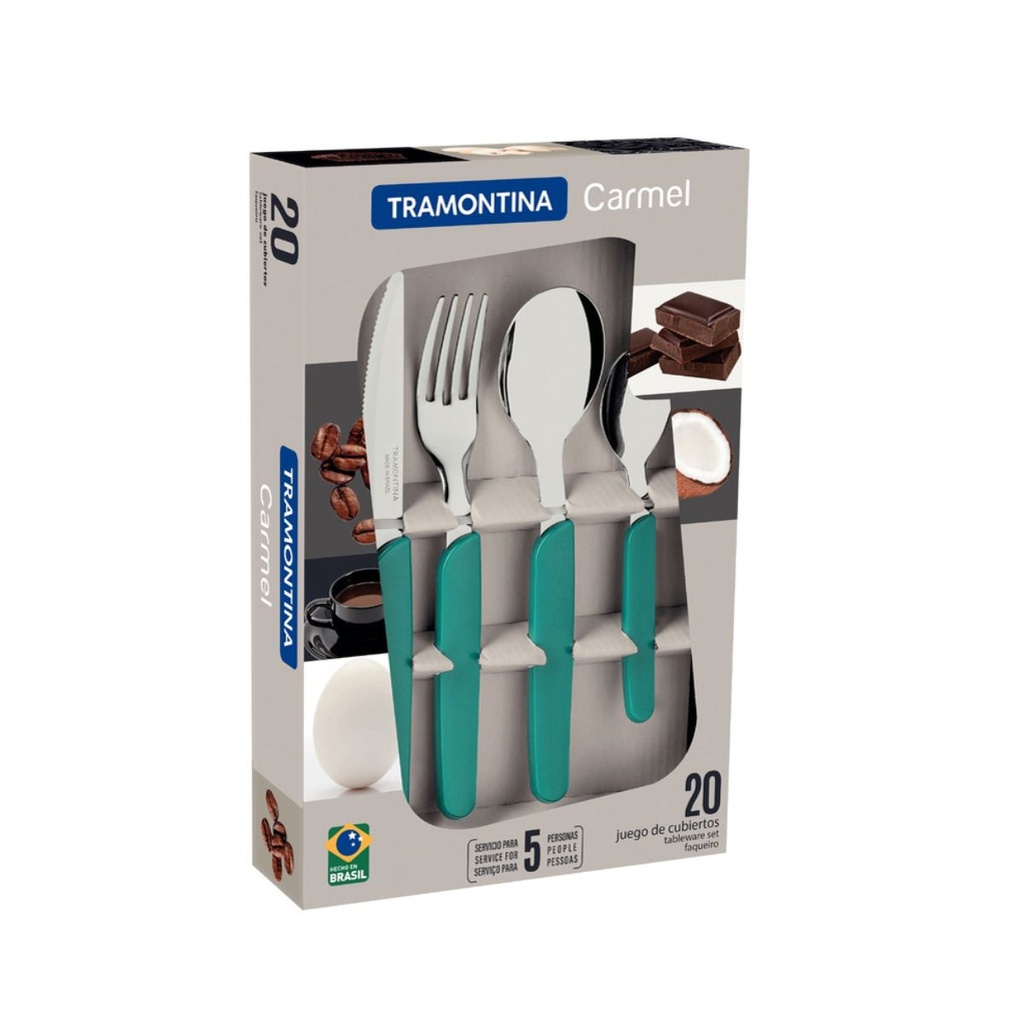 JUEGO DE CUBIERTOS TRAMONTINA 23499/081 CARMEL TURQUESA 20PZS