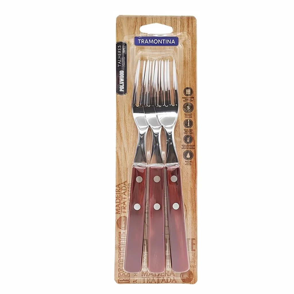 TENEDOR DE MESA TRAMONTINA 21102/370 POLYWOOD 3PZS