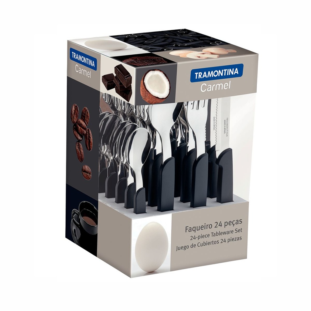 JUEGO DE CUBIERTOS TRAMONTINA 23499/021 CARMEL NEGRO 24PZS
