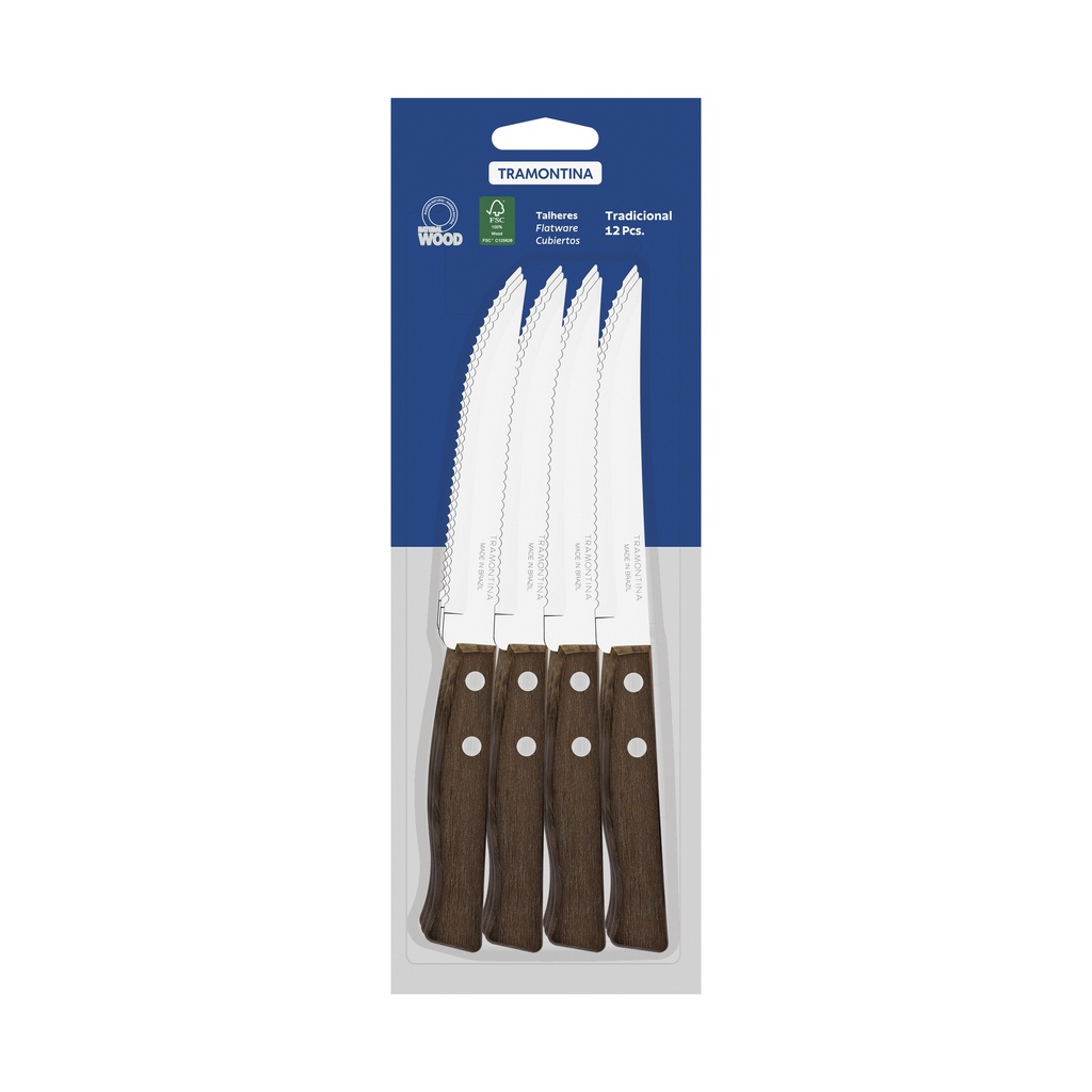 CUCHILLO P/ASADO TRAMONTINA 22200/905 TRADICIONAL 12 PZS