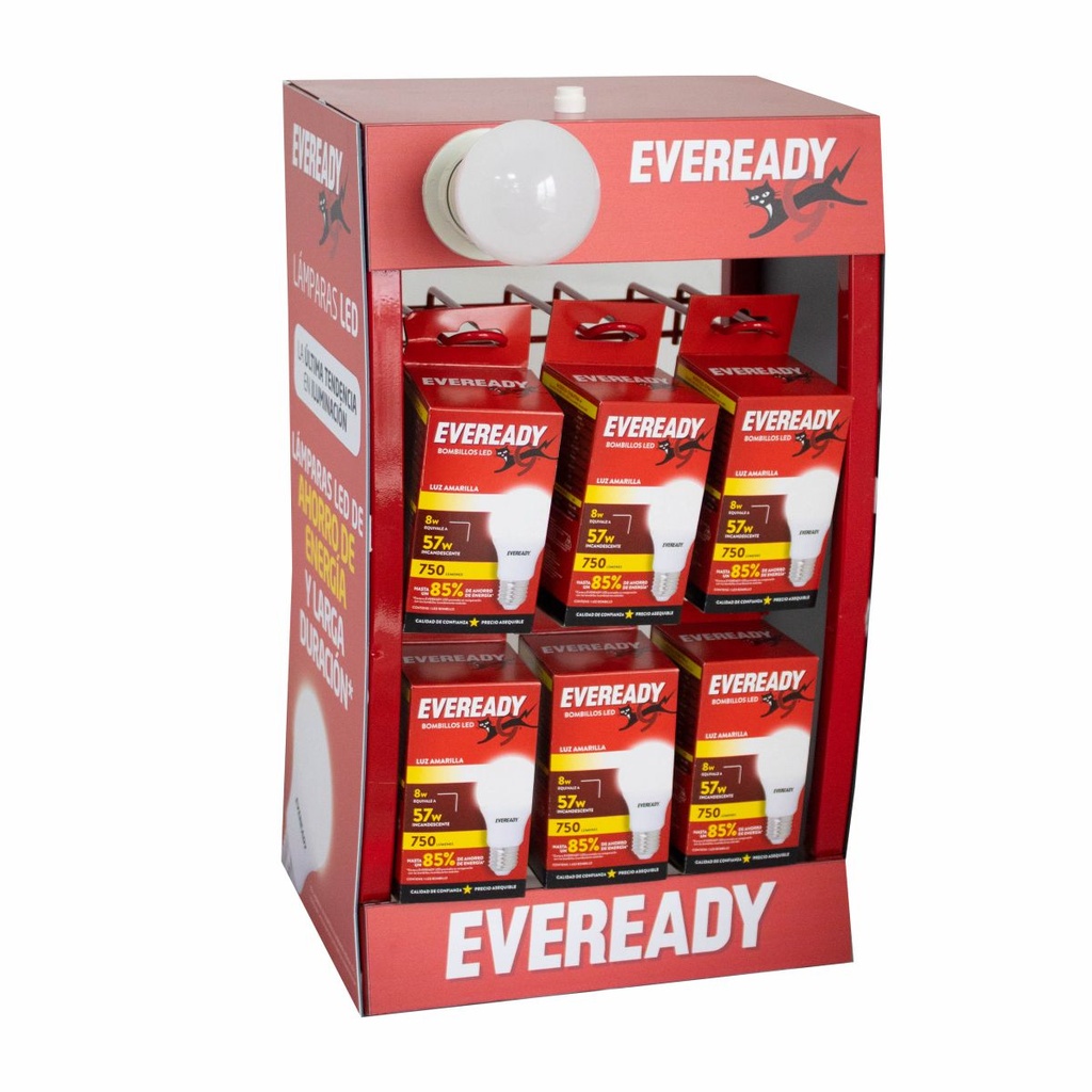 EXHIBIDOR EVEREADY LAMPARAS LED - DE MOSTRADOR