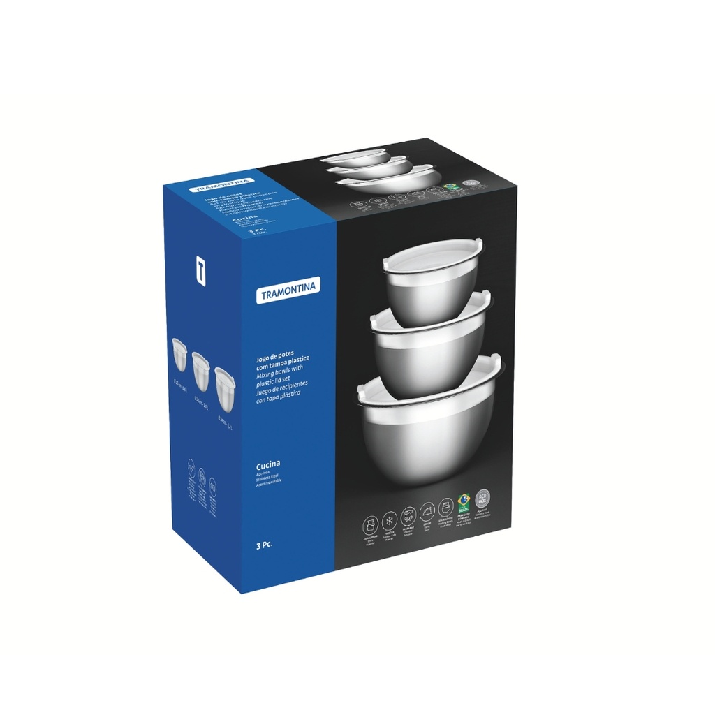 JUEGO DE CONTENEDORES TRAMONTINA 64220/710 CUCINA 3PZS REDONDOS