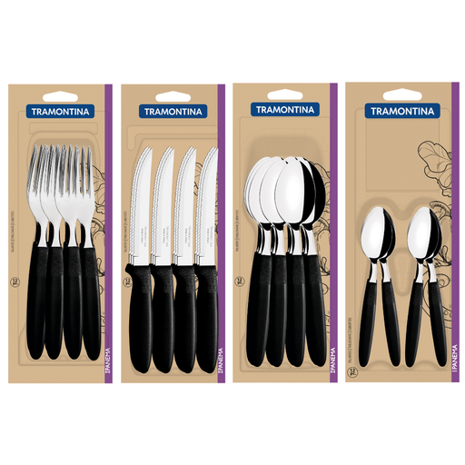 [086-00009] COMBO TRAMONTINA IPANEMA NEGRO 48 PZS
