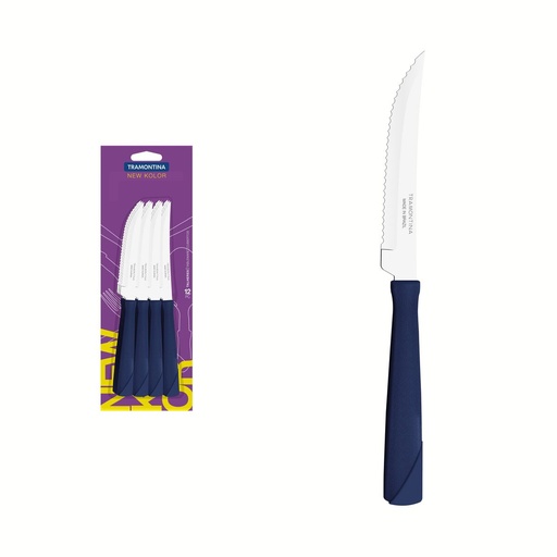 [086-71926] CUCHILLOS P/ASADO TRAMONTINA 23160/914 NEW KOLOR 12PZS AZUL