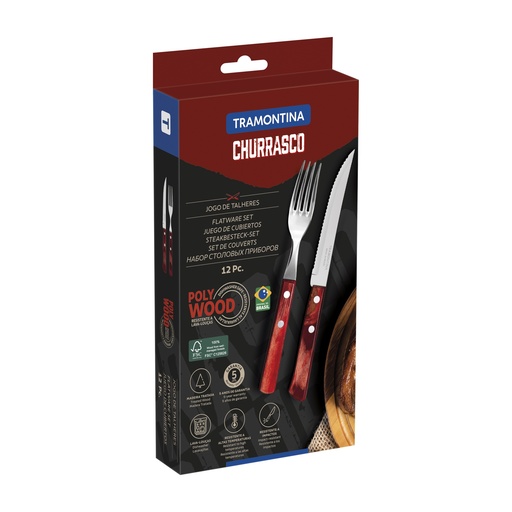 [086-15647] JUEGO P/ASADO TRAMONTINA 21199/711 POLYWOOD 12 PZAS