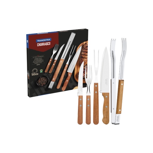 [086-76891] KIT P/ASADO TRAMONTINA 22399/028 CHURRASCO 15 PZS