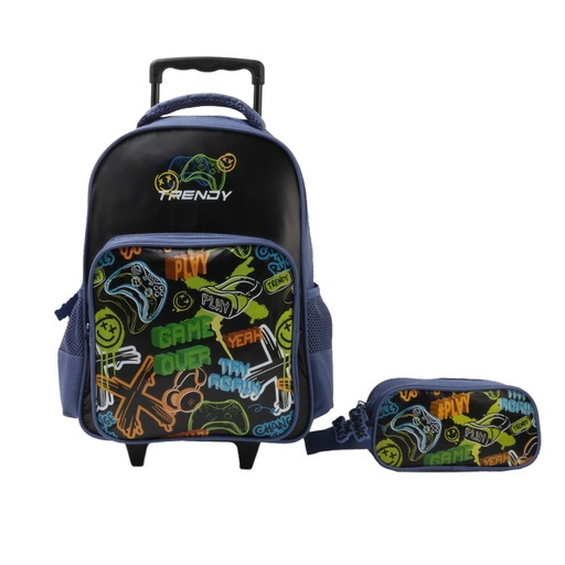 [199-87787] MOCHILA CARRO TRENDY 28778 15" AZUL C/CARTUCHERA