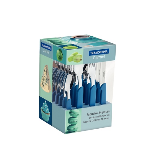 [086-76805] JUEGO DE CUBIERTOS TRAMONTINA 23499/024 CARMEL AZUL 24 PZS