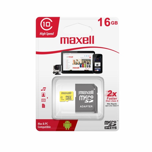 [157-92563] MICRO SD MAXELL MCSD-16CL10 C/ADAPTADOR