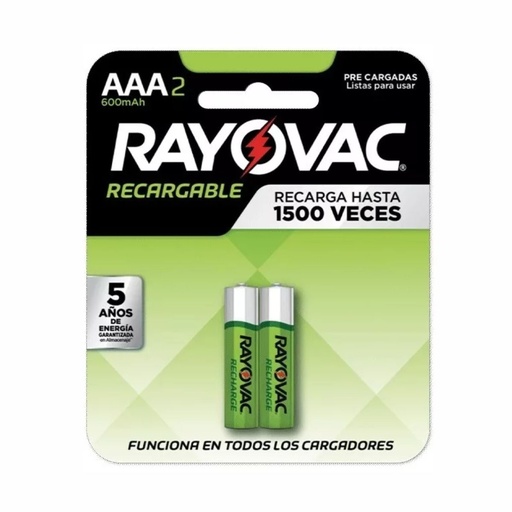 [030-90034] PILA RAYOVAC AAA RECARGABLE BP2 600mAh