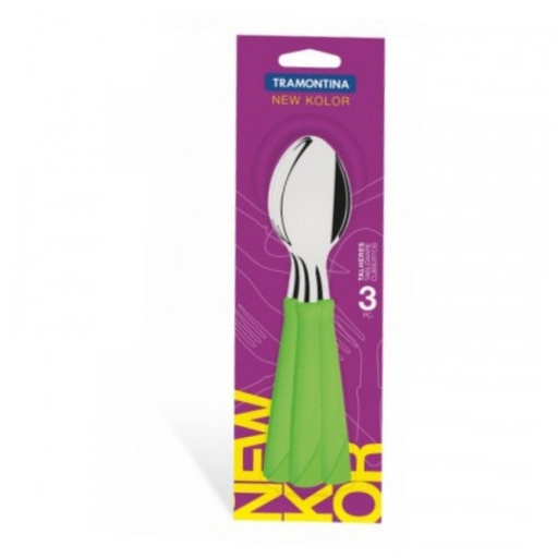 [086-63320] CUCHARA DE MESA TRAMONTINA 23163/320 NEW KOLOR 3 PZS VERDE