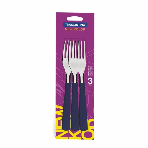 [086-62310] TENEDOR DE MESA TRAMONTINA 23162/310 NEW KOLOR 3PZS AZUL