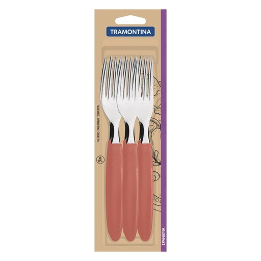 [086-62644] TENEDOR DE MESA TRAMONTINA 23362/644 IPANEMA 6PZS SALMON