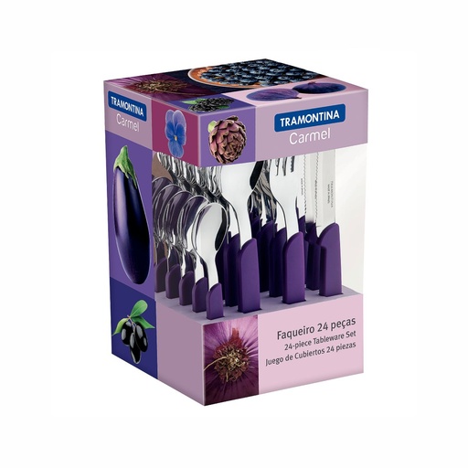 [086-09030] JUEGO DE CUBIERTOS TRAMONTINA 23499/030 CARMEL VIOLETA 24PZS