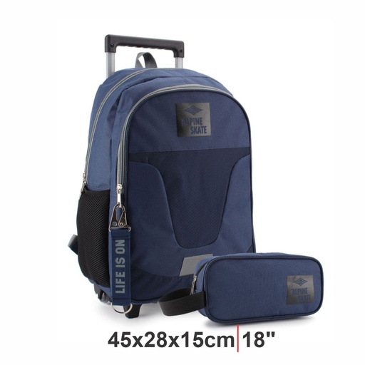 [198-73490] MOCHILA ALPINE SKATE 27349-B AZUL C/CARTUCHERA